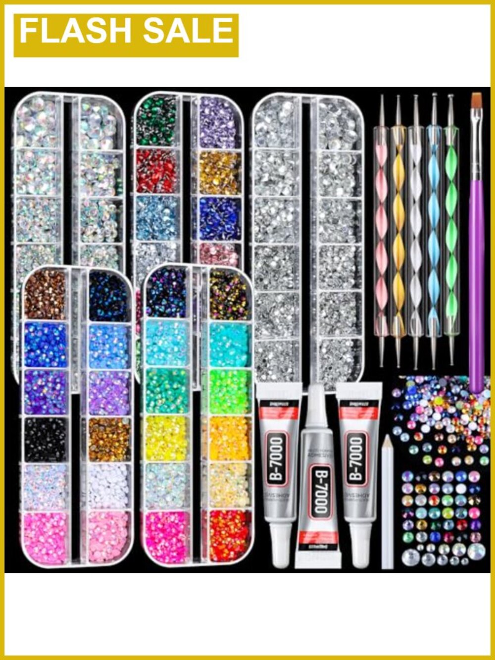 10000Pcs Bedazzling Rhinestones Kit with Glue Tools